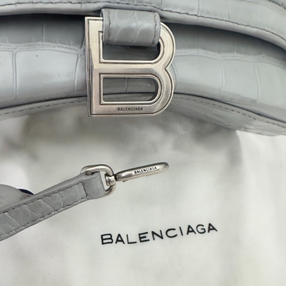 Balenciaga HOURGLASS SMALL CROCODILE EMBOSSED Crossbody Top Handle Shoulder Bag - Picture 10 of 13
